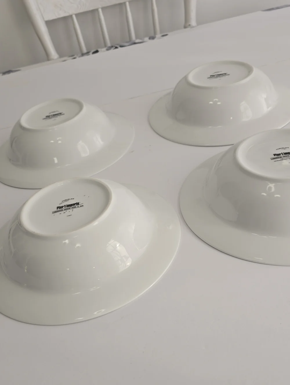 Pier 1 Imports Set Of 4 Luminous White Porcelain Soup Pasta Bowls